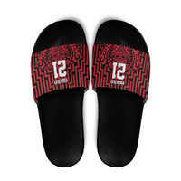 Custom Basketball New Zealand Slide Sandals Red Maori Ta Moko Indigenous LT9 Red - Polynesian Pride