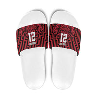 Custom Basketball New Zealand Slide Sandals Red Maori Ta Moko Indigenous LT9 Red - Polynesian Pride