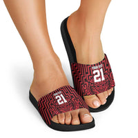 Custom Basketball New Zealand Slide Sandals Red Maori Ta Moko Indigenous LT9 - Polynesian Pride