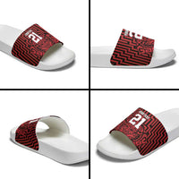 Custom Basketball New Zealand Slide Sandals Red Maori Ta Moko Indigenous LT9 - Polynesian Pride