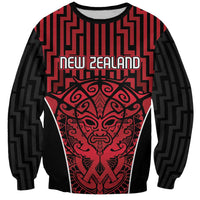 Custom Basketball New Zealand Sweatshirt Red Maori Ta Moko Indigenous LT9 Unisex Red - Polynesian Pride