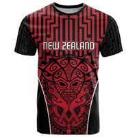 Custom Basketball New Zealand T Shirt Red Maori Ta Moko Indigenous LT9 Red - Polynesian Pride