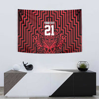 Custom Basketball New Zealand Tapestry Red Maori Ta Moko Indigenous - Polynesian Pride
