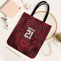 Custom Basketball New Zealand Tote Bag Red Maori Ta Moko Indigenous LT9 Black Strap One Size Red - Polynesian Pride