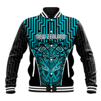 Custom Basketball New Zealand Baseball Jacket Teal Maori Ta Moko Indigenous LT9 Unisex Teal - Polynesian Pride