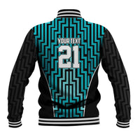 Custom Basketball New Zealand Baseball Jacket Teal Maori Ta Moko Indigenous LT9 - Polynesian Pride