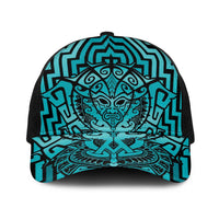 Basketball New Zealand Baseball Net Cap Teal Maori Ta Moko Indigenous LT9 One Size Black Teal - Polynesian Pride