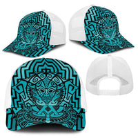 Basketball New Zealand Baseball Net Cap Teal Maori Ta Moko Indigenous - Polynesian Pride