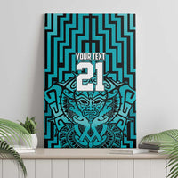 Custom Basketball New Zealand Canvas Wall Art Teal Maori Ta Moko Indigenous - Polynesian Pride