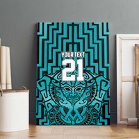 Custom Basketball New Zealand Canvas Wall Art Teal Maori Ta Moko Indigenous - Polynesian Pride