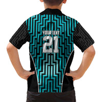 Custom Basketball New Zealand Family Matching Long Sleeve Bodycon Dress and Hawaiian Shirt Teal Maori Ta Moko Indigenous - Polynesian Pride