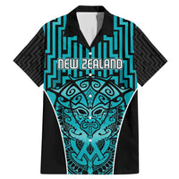 Custom Basketball New Zealand Family Matching Mermaid Dress and Hawaiian Shirt Teal Maori Ta Moko Indigenous - Polynesian Pride