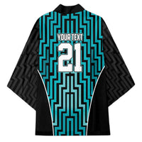 Custom Basketball New Zealand Kimono Teal Maori Ta Moko Indigenous - Polynesian Pride