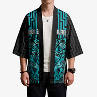 Custom Basketball New Zealand Kimono Teal Maori Ta Moko Indigenous - Polynesian Pride