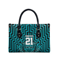 Custom Basketball New Zealand Leather Bag Teal Maori Ta Moko Indigenous - Polynesian Pride