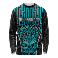 Custom Basketball New Zealand Long Sleeve Shirt Teal Maori Ta Moko Indigenous LT9 Unisex Teal - Polynesian Pride
