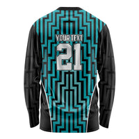 Custom Basketball New Zealand Long Sleeve Shirt Teal Maori Ta Moko Indigenous LT9 - Polynesian Pride