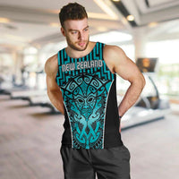 Custom Basketball New Zealand Men Tank Top Teal Maori Ta Moko Indigenous LT9 Teal - Polynesian Pride