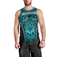 Custom Basketball New Zealand Men Tank Top Teal Maori Ta Moko Indigenous LT9 - Polynesian Pride