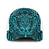 Basketball New Zealand Mesh Trucker Cap Teal Maori Ta Moko Indigenous - Polynesian Pride