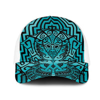 Basketball New Zealand Mesh Trucker Cap Teal Maori Ta Moko Indigenous LT9 One Size White Teal - Polynesian Pride