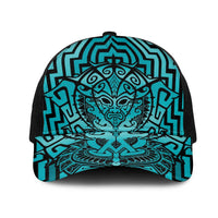 Basketball New Zealand Mesh Trucker Cap Teal Maori Ta Moko Indigenous LT9 One Size Black Teal - Polynesian Pride