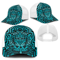 Basketball New Zealand Mesh Trucker Cap Teal Maori Ta Moko Indigenous - Polynesian Pride