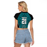 Custom Basketball New Zealand Raglan Cropped T Shirt Teal Maori Ta Moko Indigenous LT9 - Polynesian Pride
