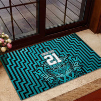 Custom Basketball New Zealand Rubber Doormat Teal Maori Ta Moko Indigenous - Polynesian Pride
