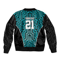 Custom Basketball New Zealand Sleeve Zip Bomber Jacket Teal Maori Ta Moko Indigenous LT9 - Polynesian Pride