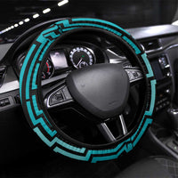 Basketball New Zealand Steering Wheel Cover Teal Maori Ta Moko Indigenous - Polynesian Pride