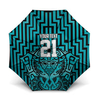Custom Basketball New Zealand Umbrella Teal Maori Ta Moko Indigenous - Polynesian Pride