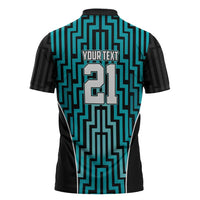 Custom Basketball New Zealand Zipper Polo Shirt Teal Maori Ta Moko Indigenous - Polynesian Pride