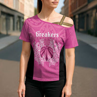 New Zealand Custom Cross Shoulder Shirt Fire Basketball Maori Tribal Pink - Polynesian Pride