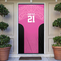 New Zealand Custom Door Cover Fire Basketball Maori Tribal Pink - Polynesian Pride