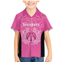 New Zealand Custom Family Matching Mermaid Dress and Hawaiian Shirt Fire Basketball Maori Tribal Pink - Polynesian Pride