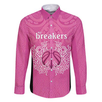 New Zealand Custom Family Matching Off Shoulder Maxi Dress and Hawaiian Shirt Fire Basketball Maori Tribal Pink - Polynesian Pride