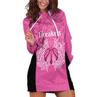 New Zealand Custom Hoodie Dress Fire Basketball Maori Tribal Pink - Polynesian Pride