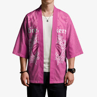 New Zealand Custom Kimono Fire Basketball Maori Tribal Pink - Polynesian Pride