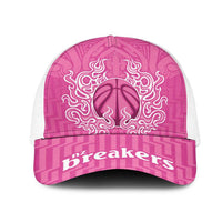 New Zealand Mesh Trucker Cap Fire Basketball Maori Tribal Pink LT9 One Size White Pink - Polynesian Pride