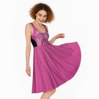 New Zealand Custom Midi Dress Fire Basketball Maori Tribal Pink - Polynesian Pride