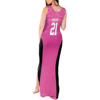 New Zealand Custom Tank Maxi Dress Fire Basketball Maori Tribal Pink - Polynesian Pride