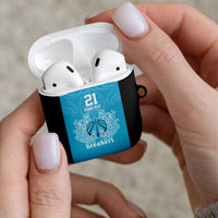 New Zealand Custom AirPods Case Fire Basketball Maori Tribal Sky Blue - Polynesian Pride