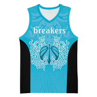New Zealand Custom Basketball Jersey Fire Basketball Maori Tribal Sky Blue LT9 Unisex Blue - Polynesian Pride