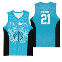 New Zealand Custom Basketball Jersey Fire Basketball Maori Tribal Sky Blue LT9 - Polynesian Pride