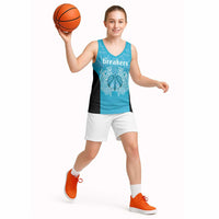 New Zealand Custom Basketball Jersey Fire Basketball Maori Tribal Sky Blue LT9 - Polynesian Pride