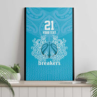 New Zealand Custom Canvas Wall Art Fire Basketball Maori Tribal Sky Blue - Polynesian Pride