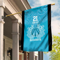 New Zealand Custom Garden Flag Fire Basketball Maori Tribal Sky Blue - Polynesian Pride