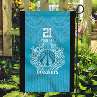 New Zealand Custom Garden Flag Fire Basketball Maori Tribal Sky Blue - Polynesian Pride