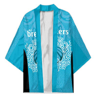 New Zealand Custom Kimono Fire Basketball Maori Tribal Sky Blue - Polynesian Pride